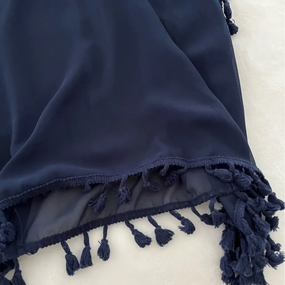 Amazon Navy Blue Swim Cover-Up with Tassels, One Size